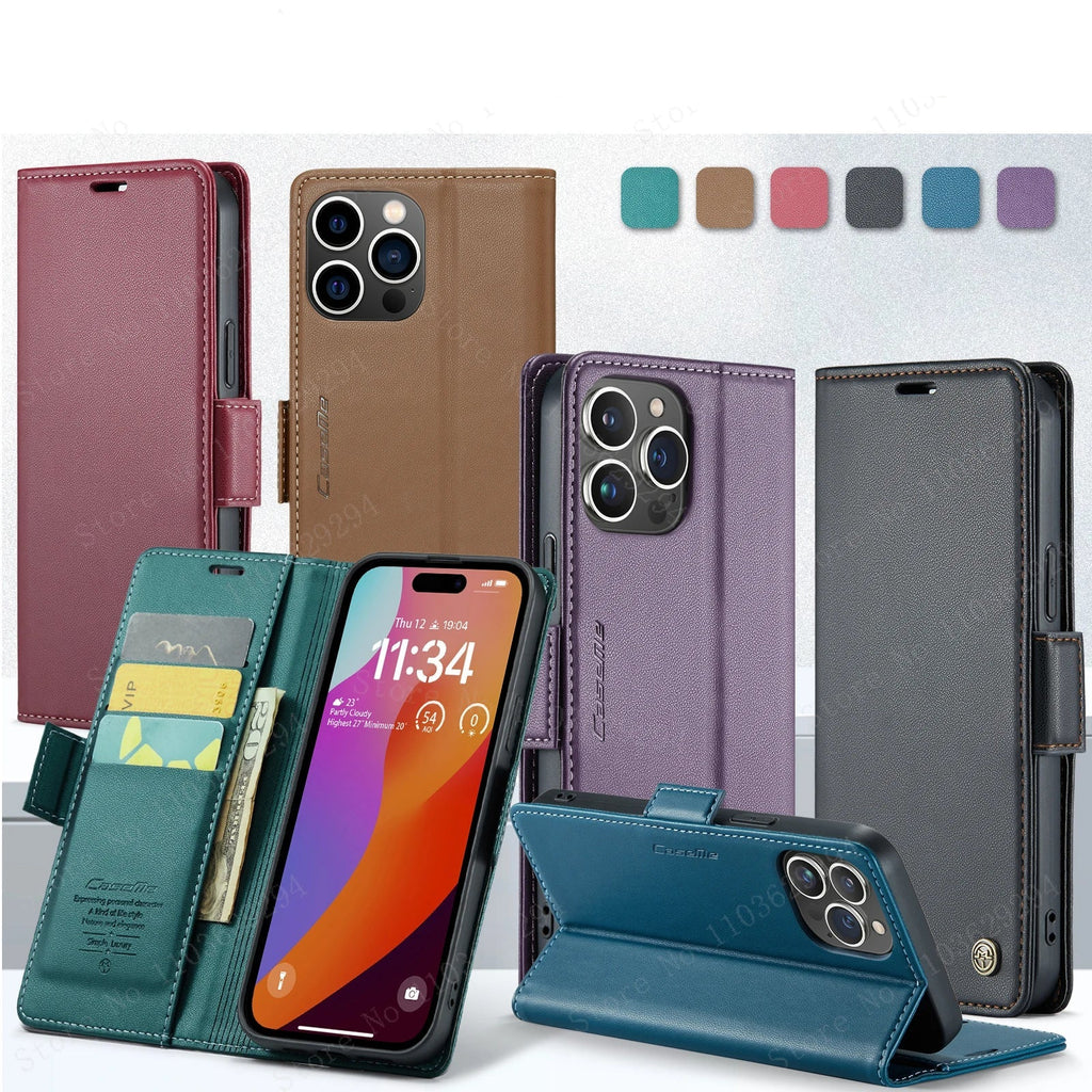 Leather iPhone Case with Card Holder and 360° Protection