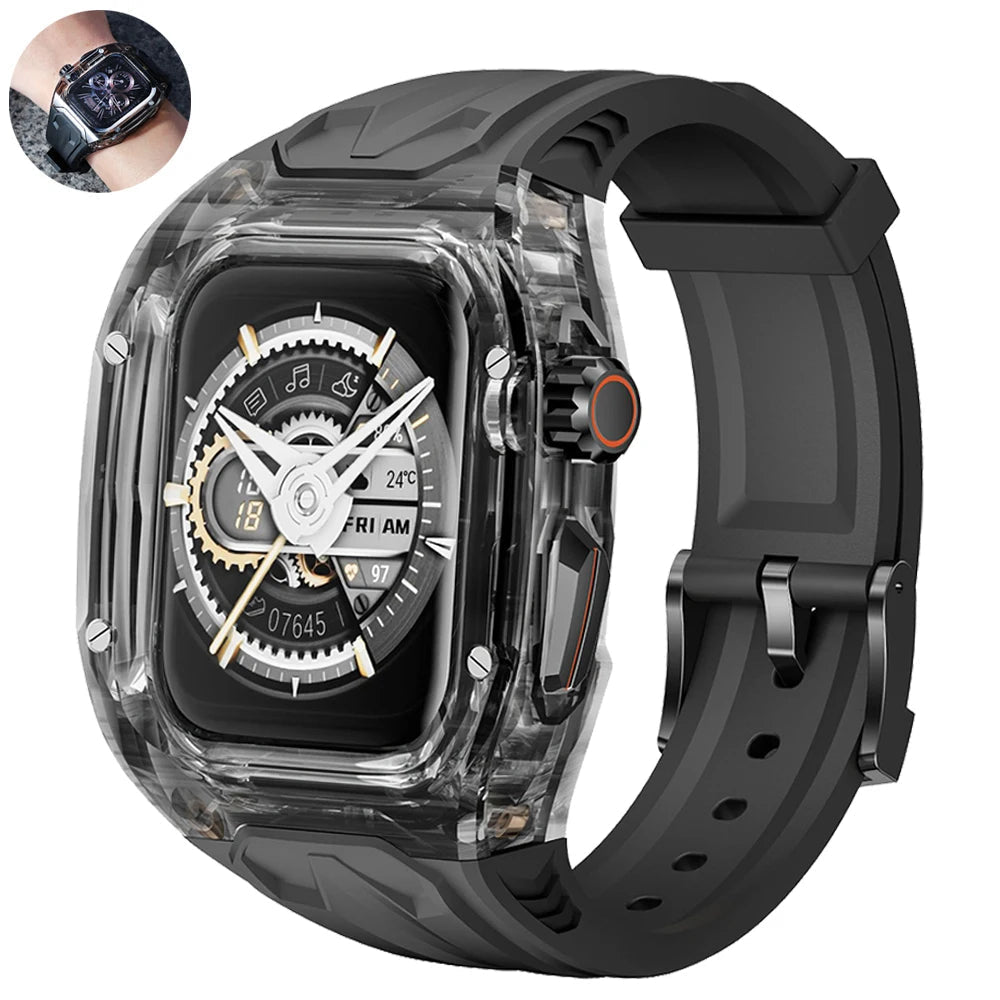 Transparent Apple Watch Case with Rubber Strap