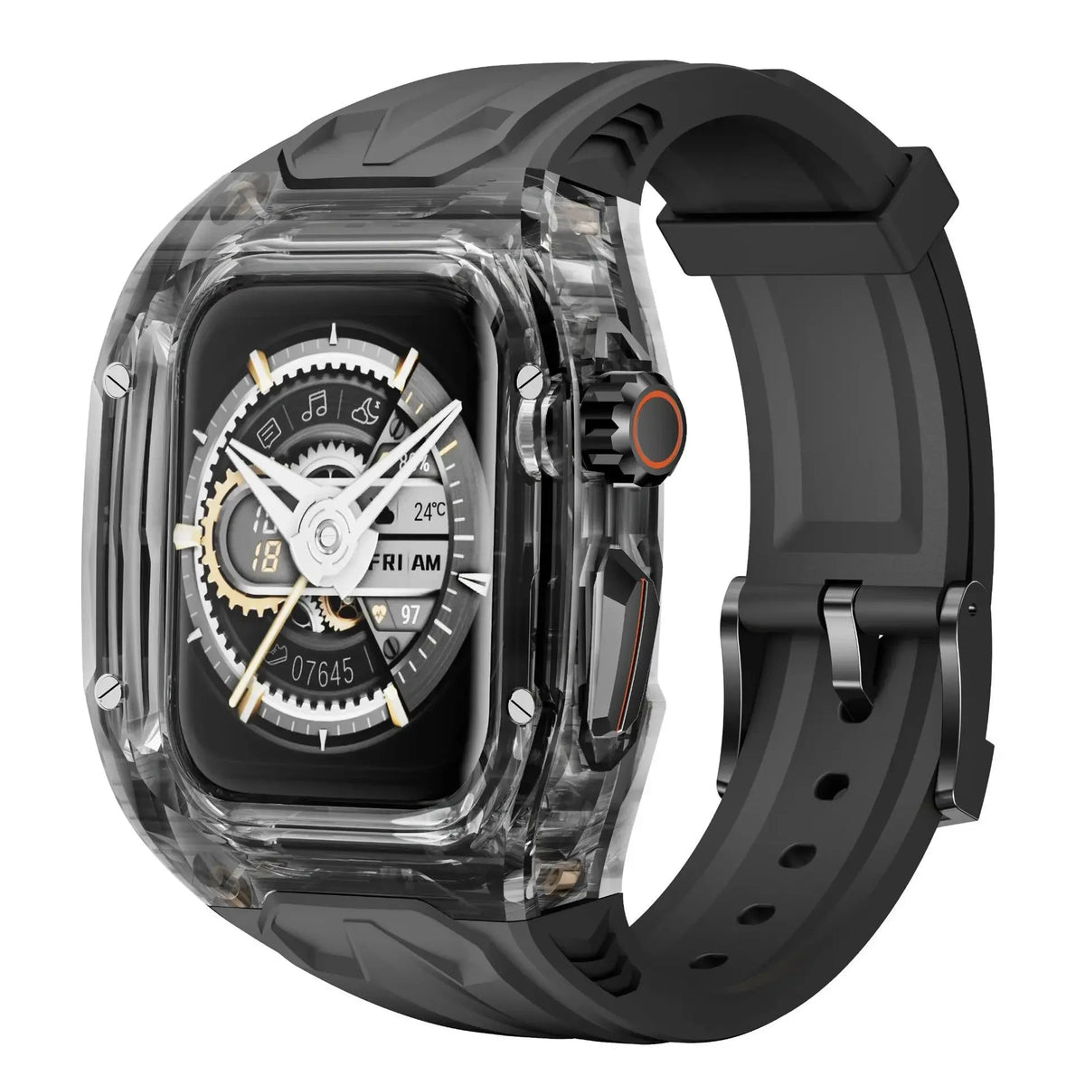Transparent Apple Watch Case with Rubber Strap