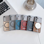 Minimalist Samsung Case in Wood-style Leather