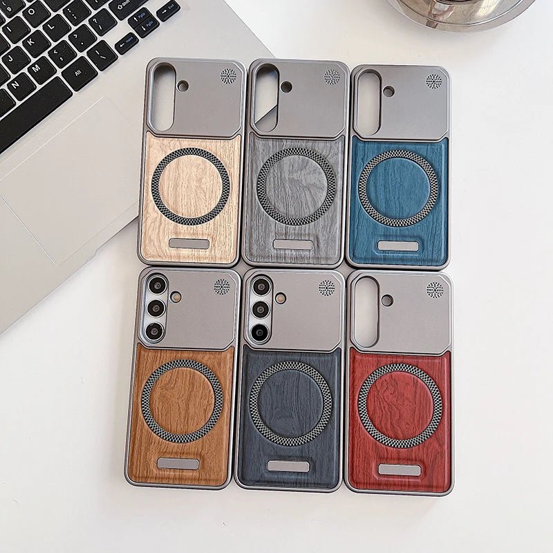 Minimalist Samsung Case in Wood-style Leather