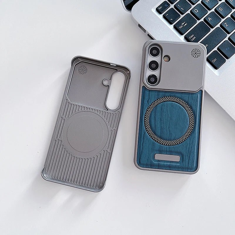 Minimalist Samsung Case in Wood-style Leather