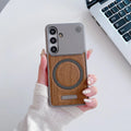 Minimalist Samsung Case in Wood-style Leather