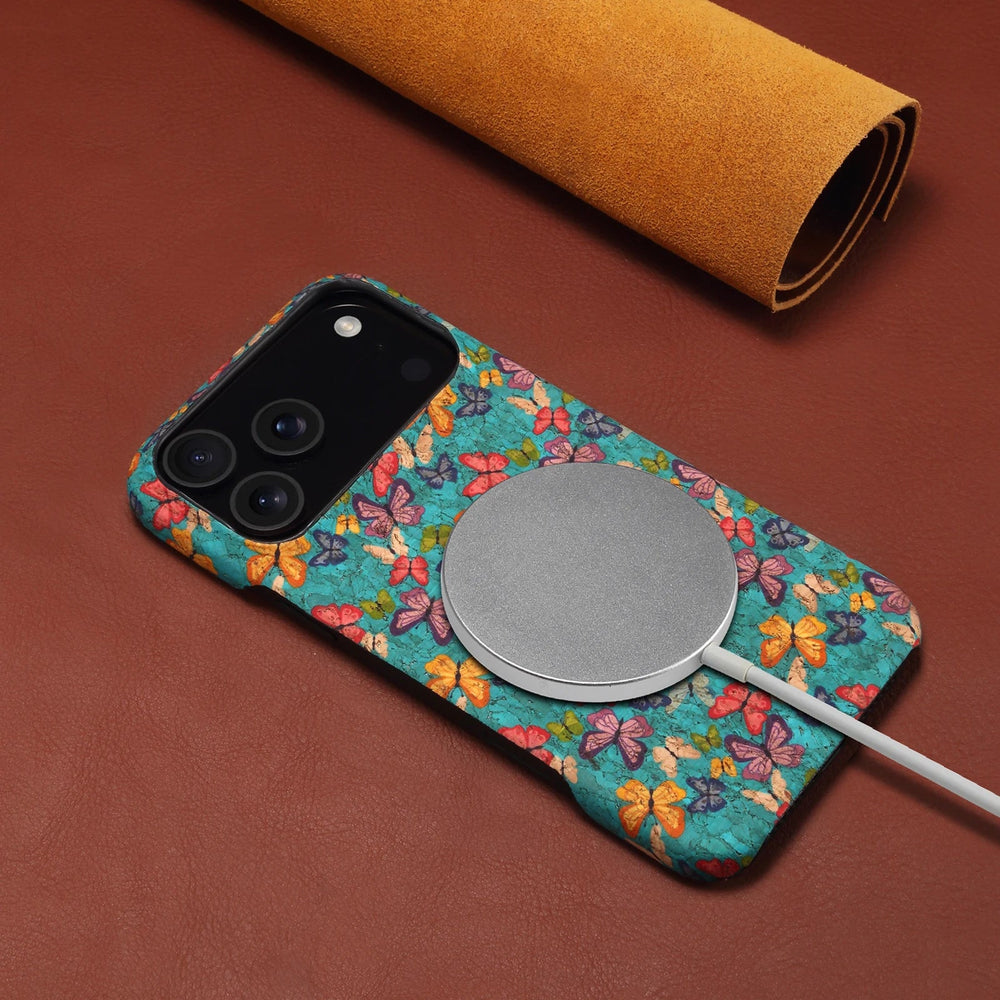 iPhone Case in Embroidered Fabric and MagSafe Leather