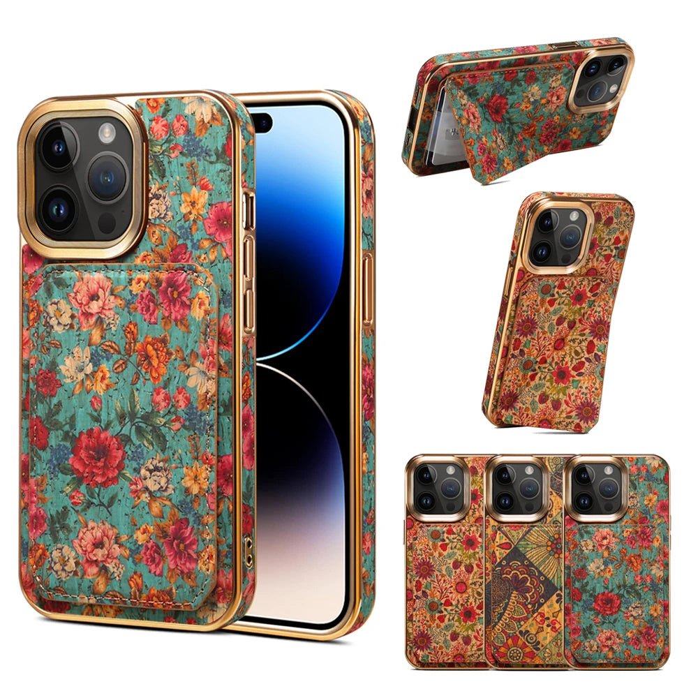 Mandala Fabric iPhone Case with Magnetic Card Holder