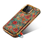 Mandala Fabric iPhone Case with Magnetic Card Holder