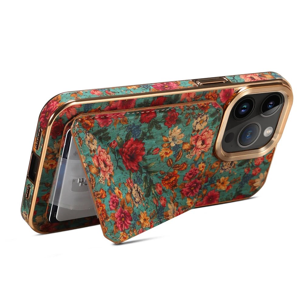 Mandala Fabric iPhone Case with Magnetic Card Holder