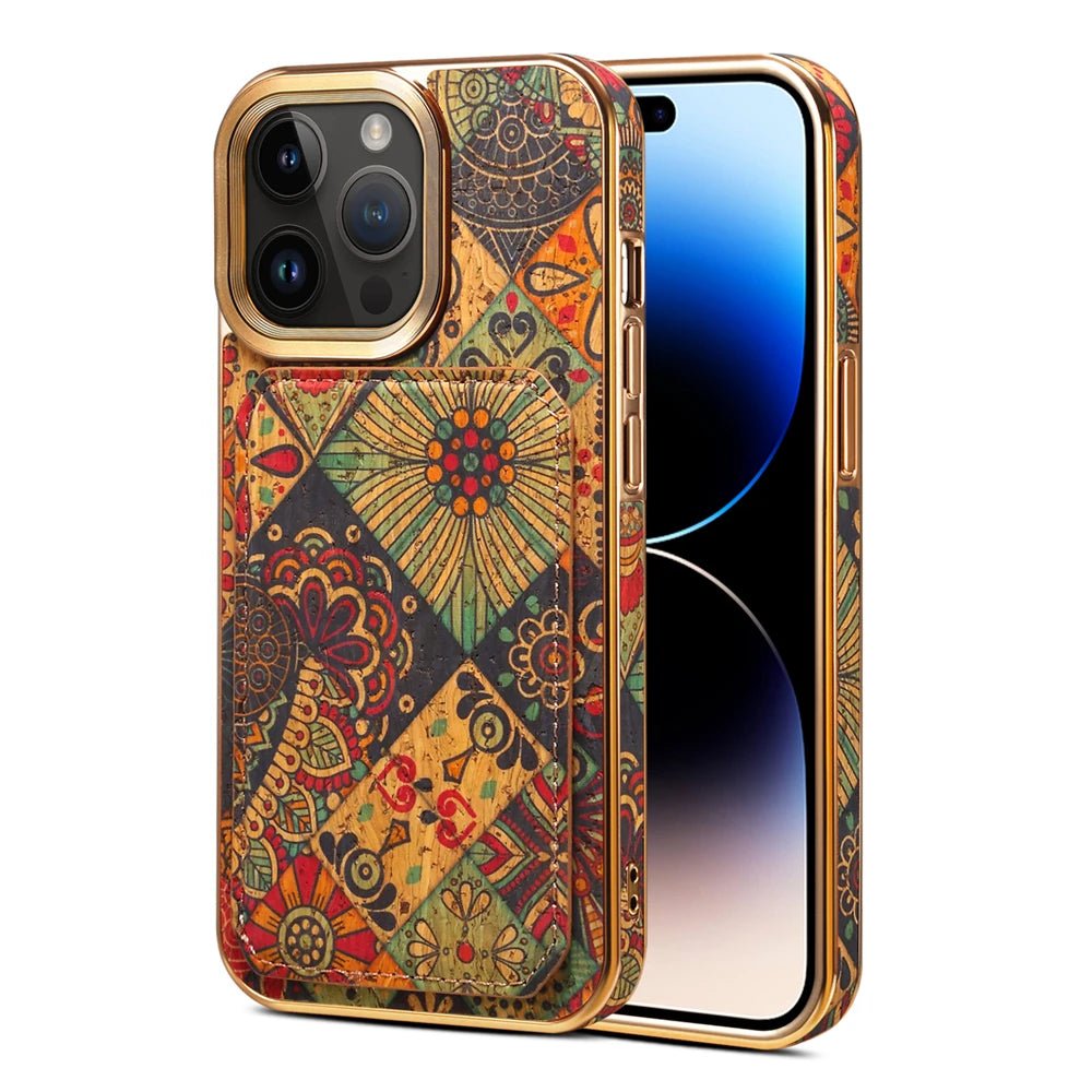 Mandala Fabric iPhone Case with Magnetic Card Holder