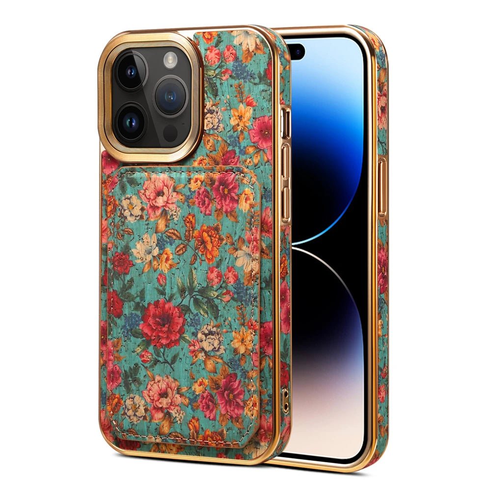 Mandala Fabric iPhone Case with Magnetic Card Holder