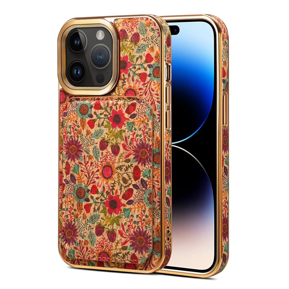 Mandala Fabric iPhone Case with Magnetic Card Holder