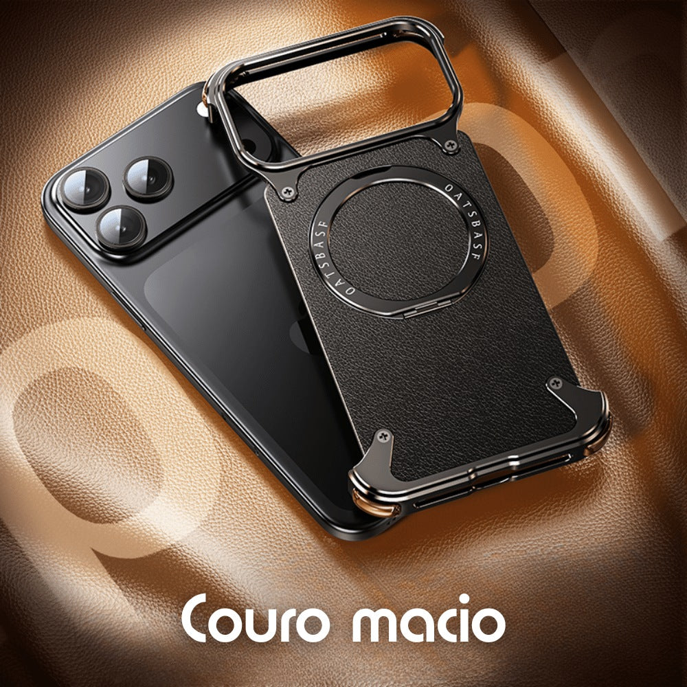 iPhone 17 Metal Case in Leather and Velvet MagSafe