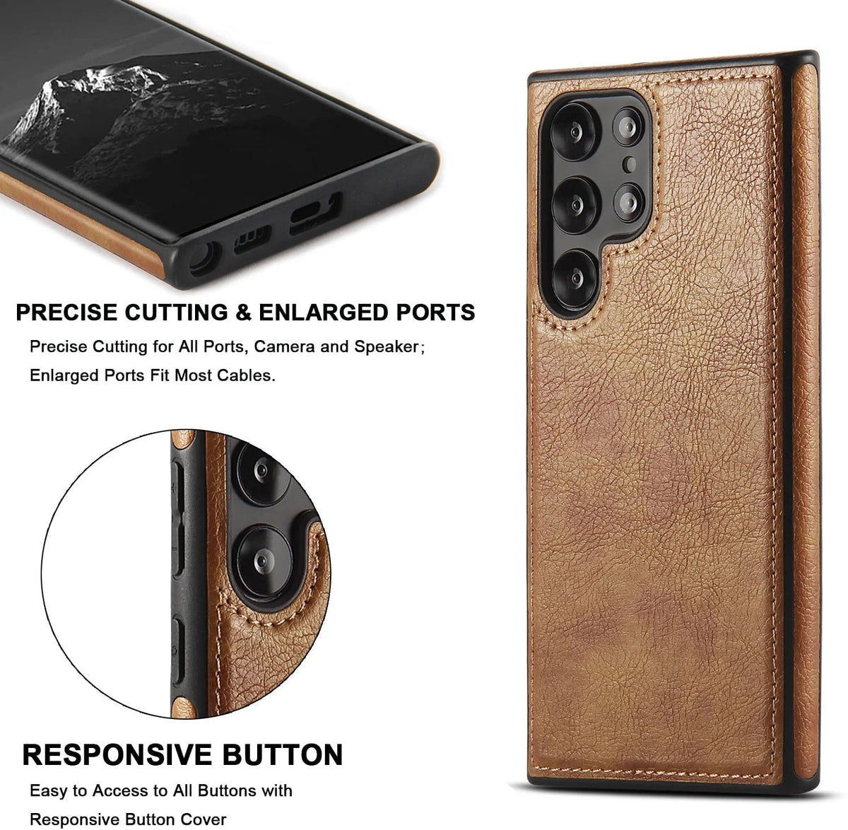 Minimalist Stitched Leather Samsung Case