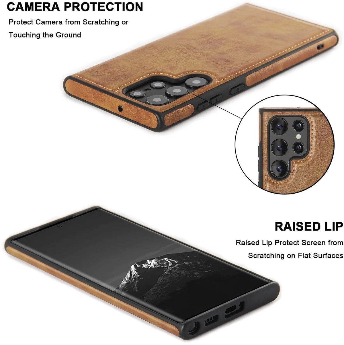 Minimalist Stitched Leather Samsung Case