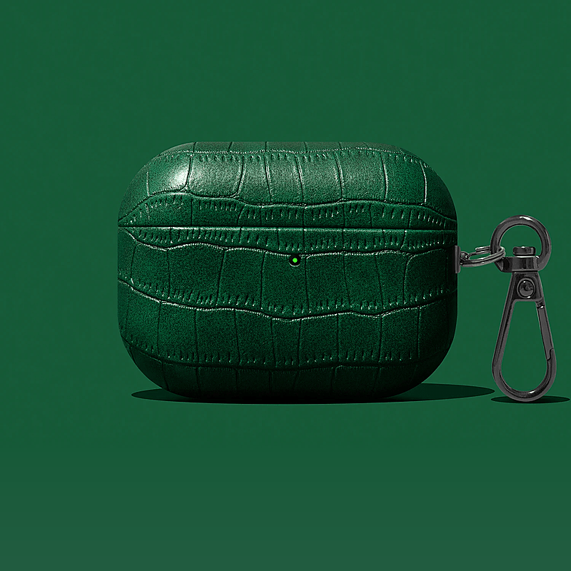 Textured Leather AirPods Case with Metal Buckle