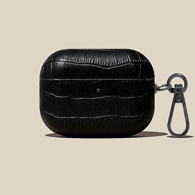 Textured Leather AirPods Case with Metal Buckle