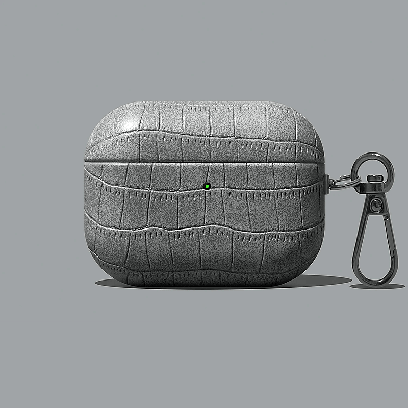 Textured Leather AirPods Case with Metal Buckle