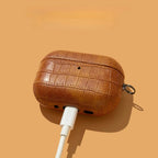 Textured Leather AirPods Case with Metal Buckle