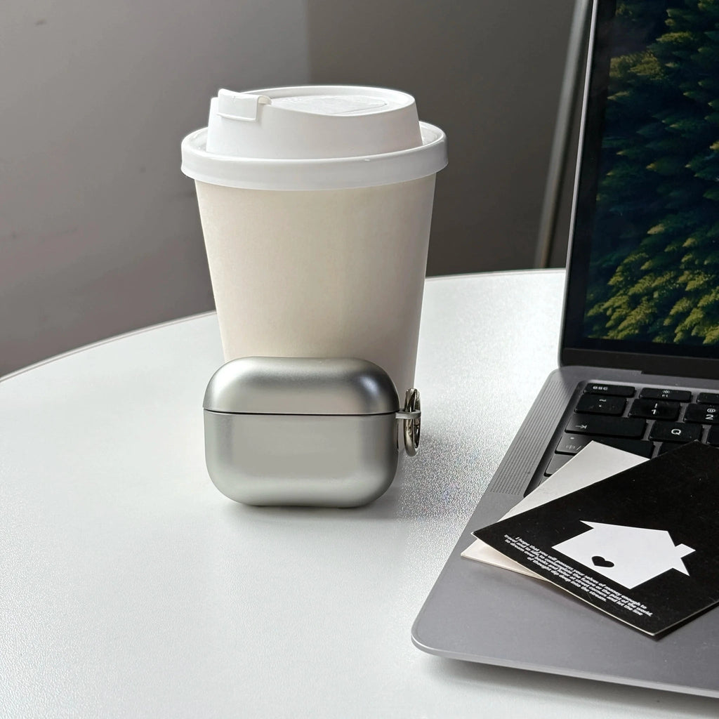 Silver Electroplated AirPods Case with Metallic Ring