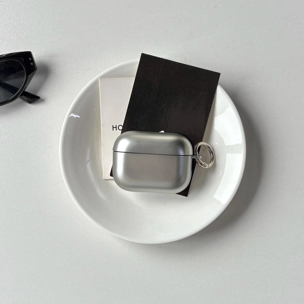 Silver Electroplated AirPods Case with Metallic Ring