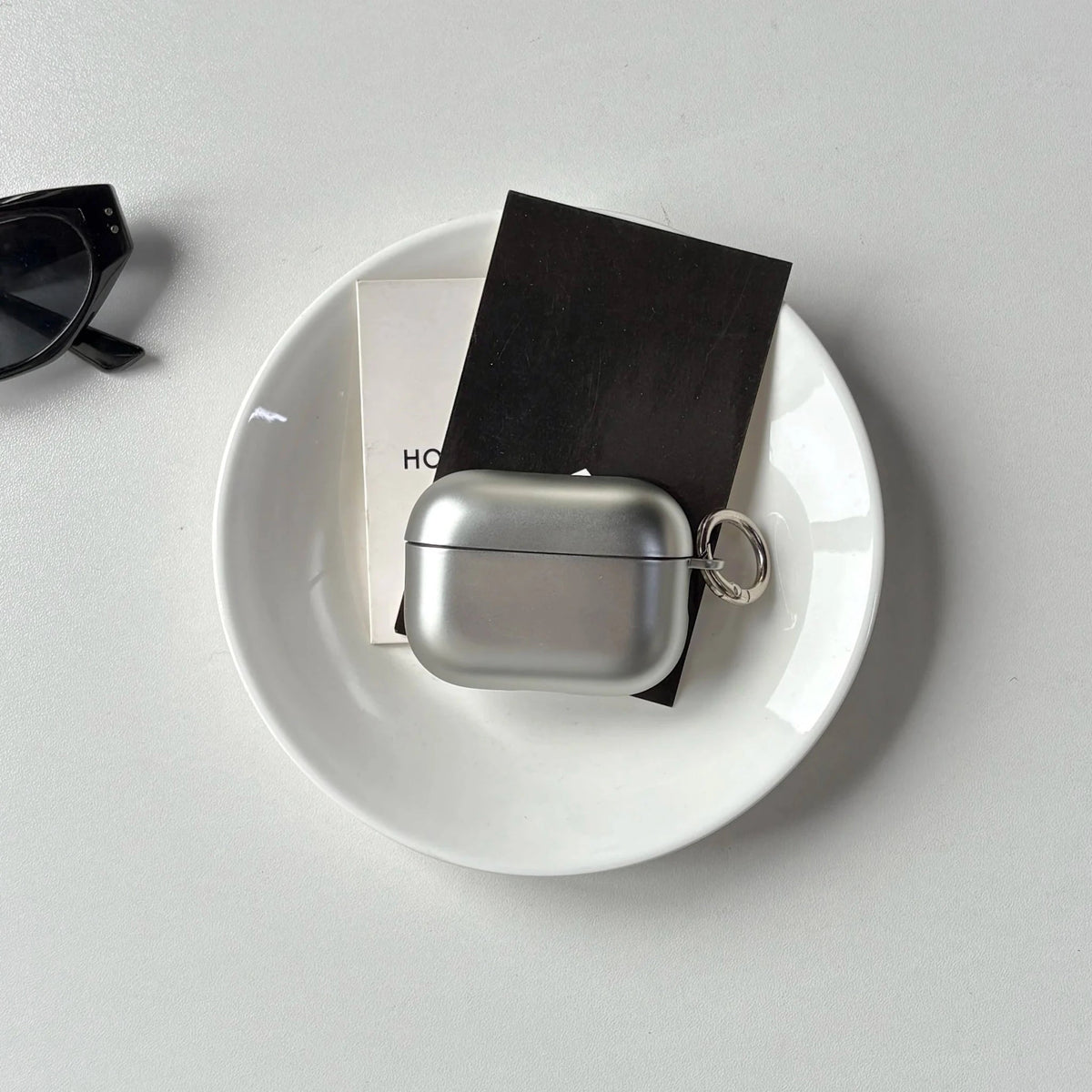 Silver Electroplated AirPods Case with Metallic Ring