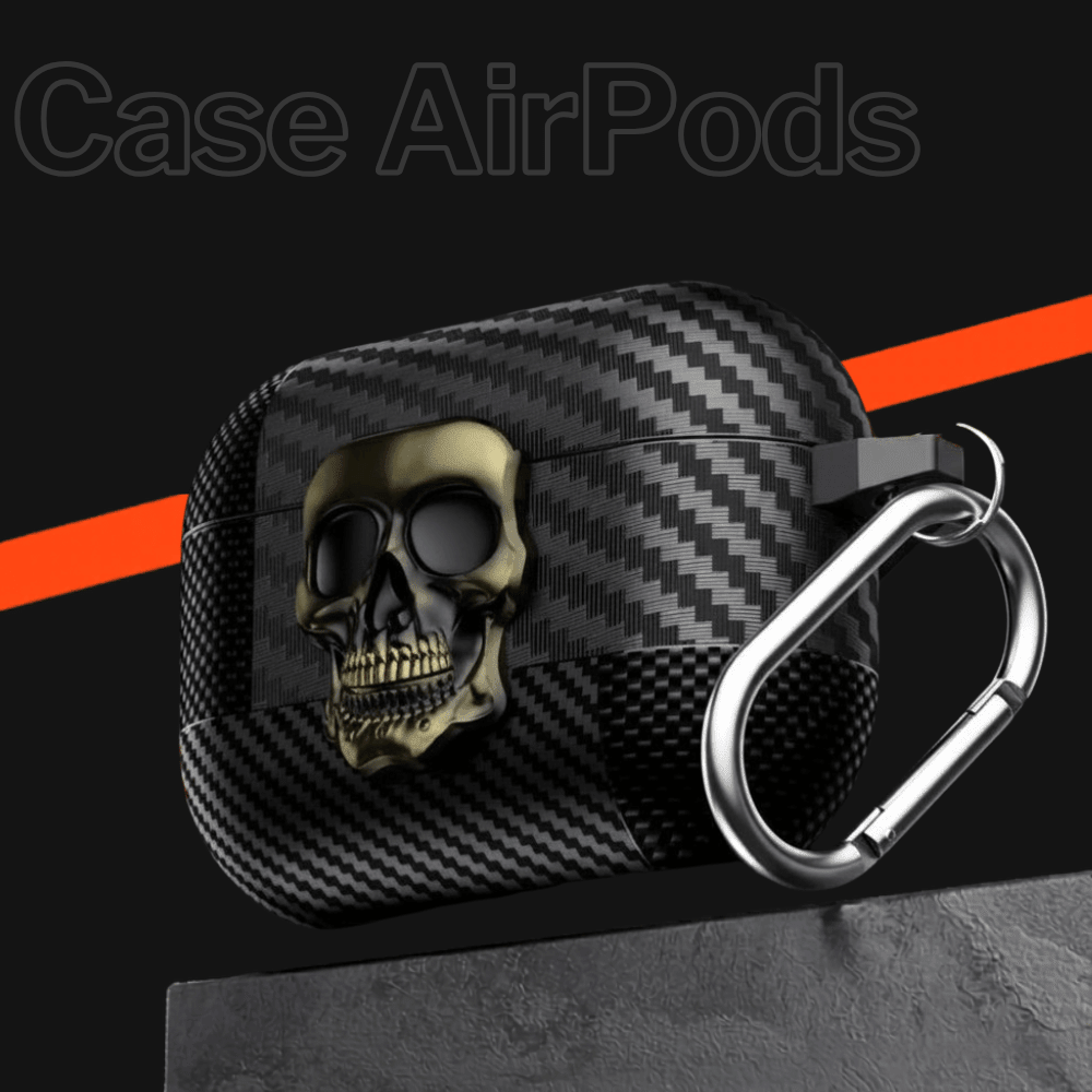 Magnetic AirPods Case with Skull Metal Hook