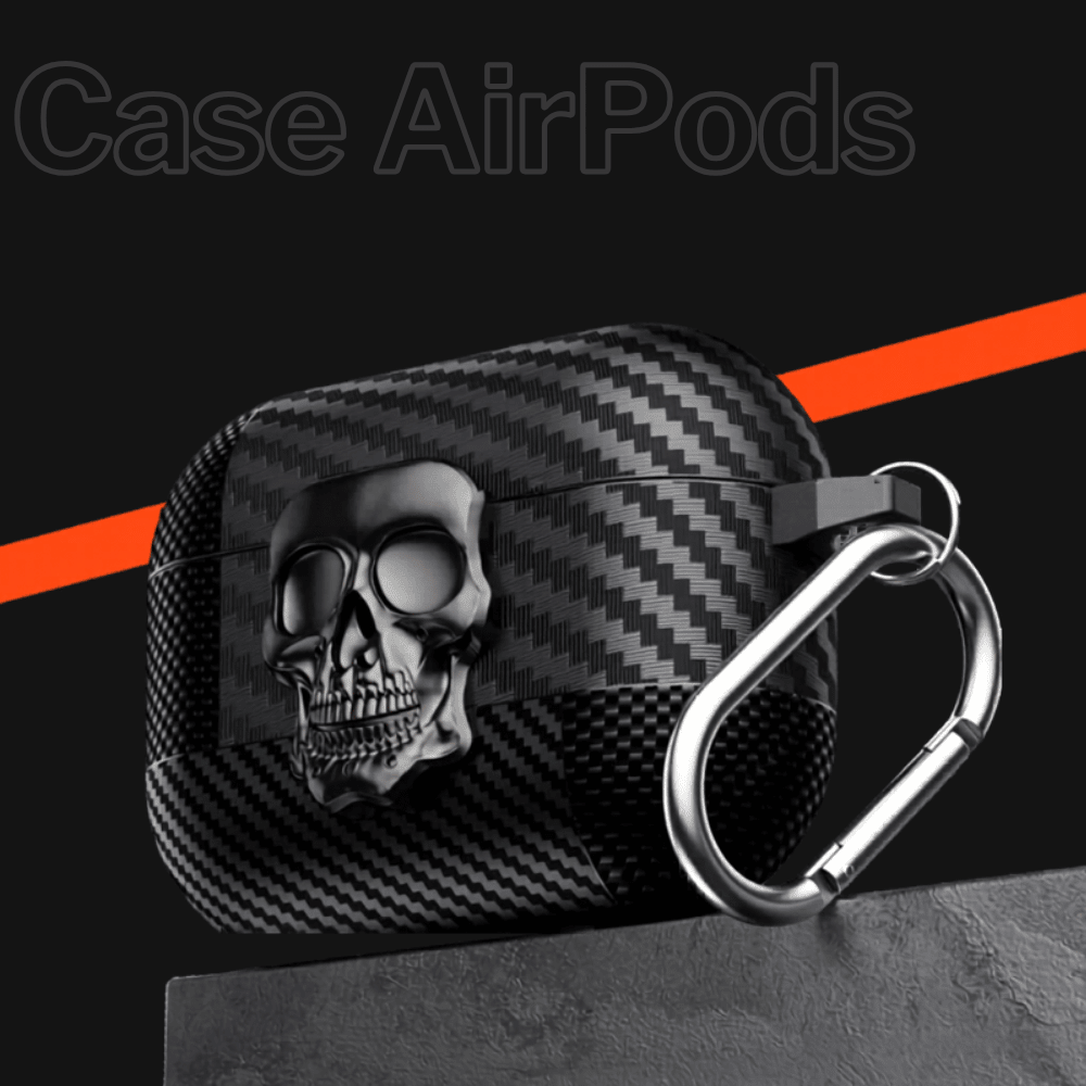 Magnetic AirPods Case with Skull Metal Hook