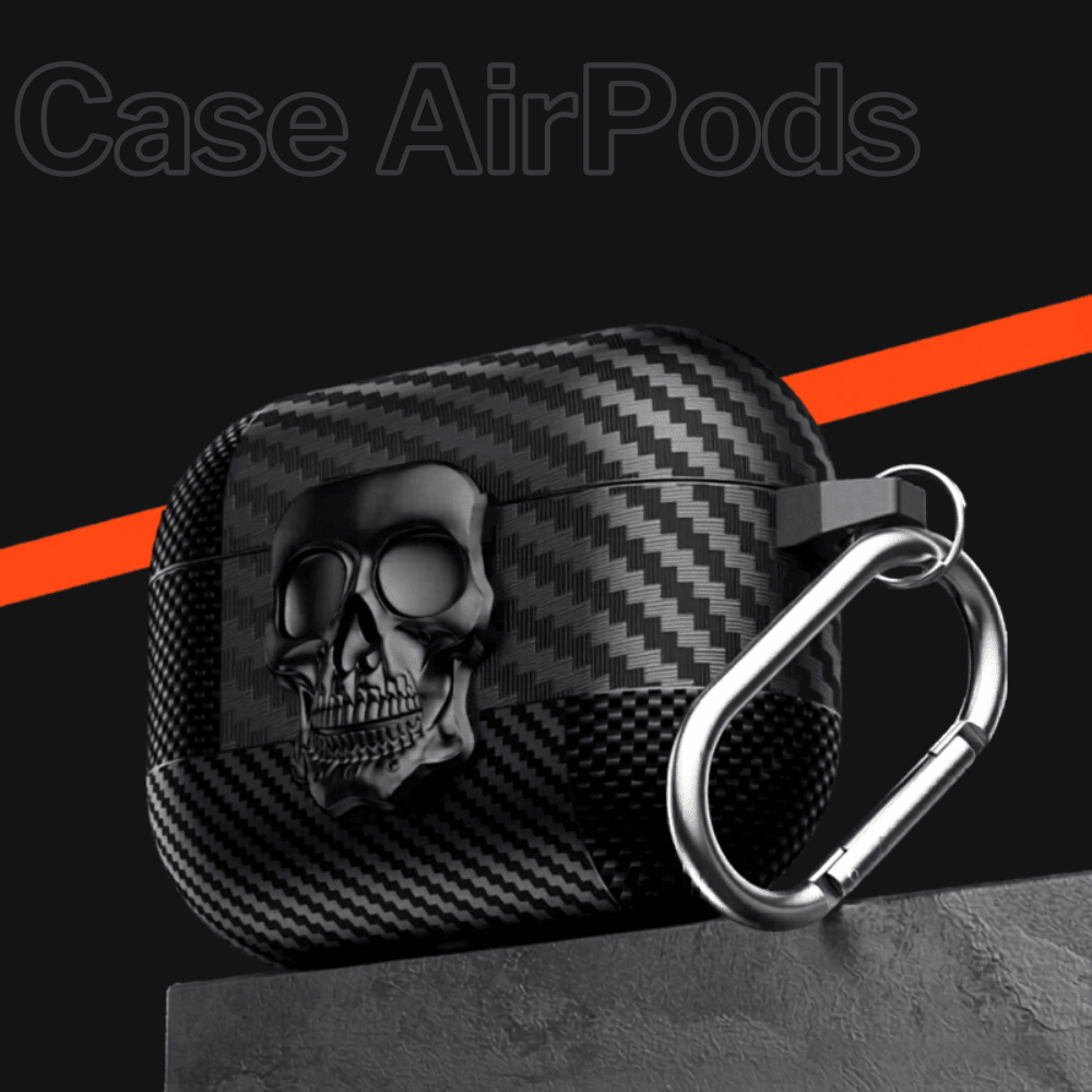 Magnetic AirPods Case with Skull Metal Hook
