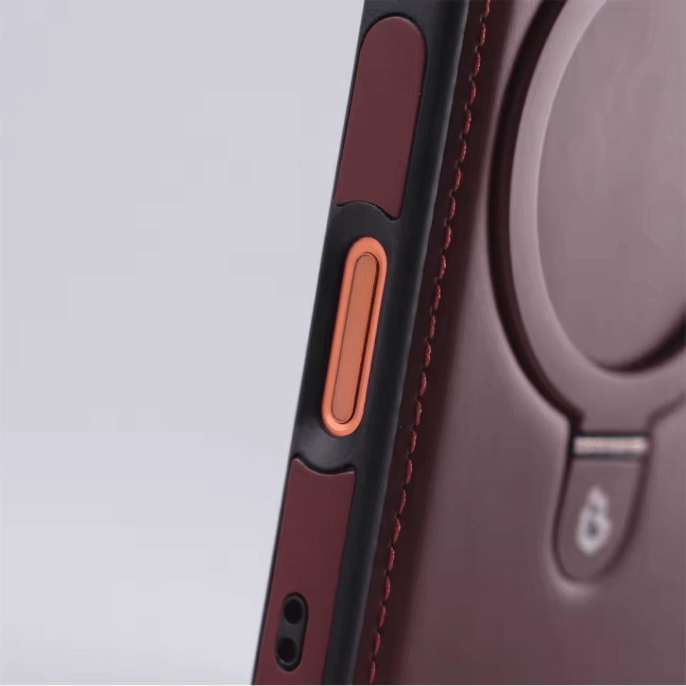 Leather iPhone case with flexible MagSafe magnetic stand